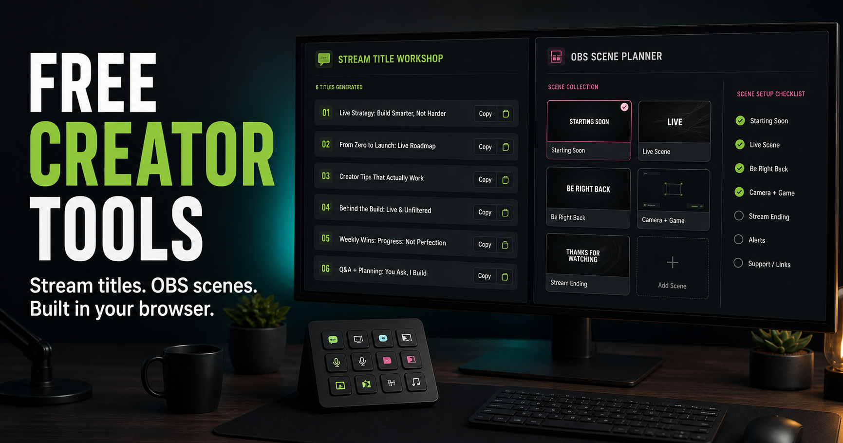 Silentgrr creator tool interfaces and resource previews