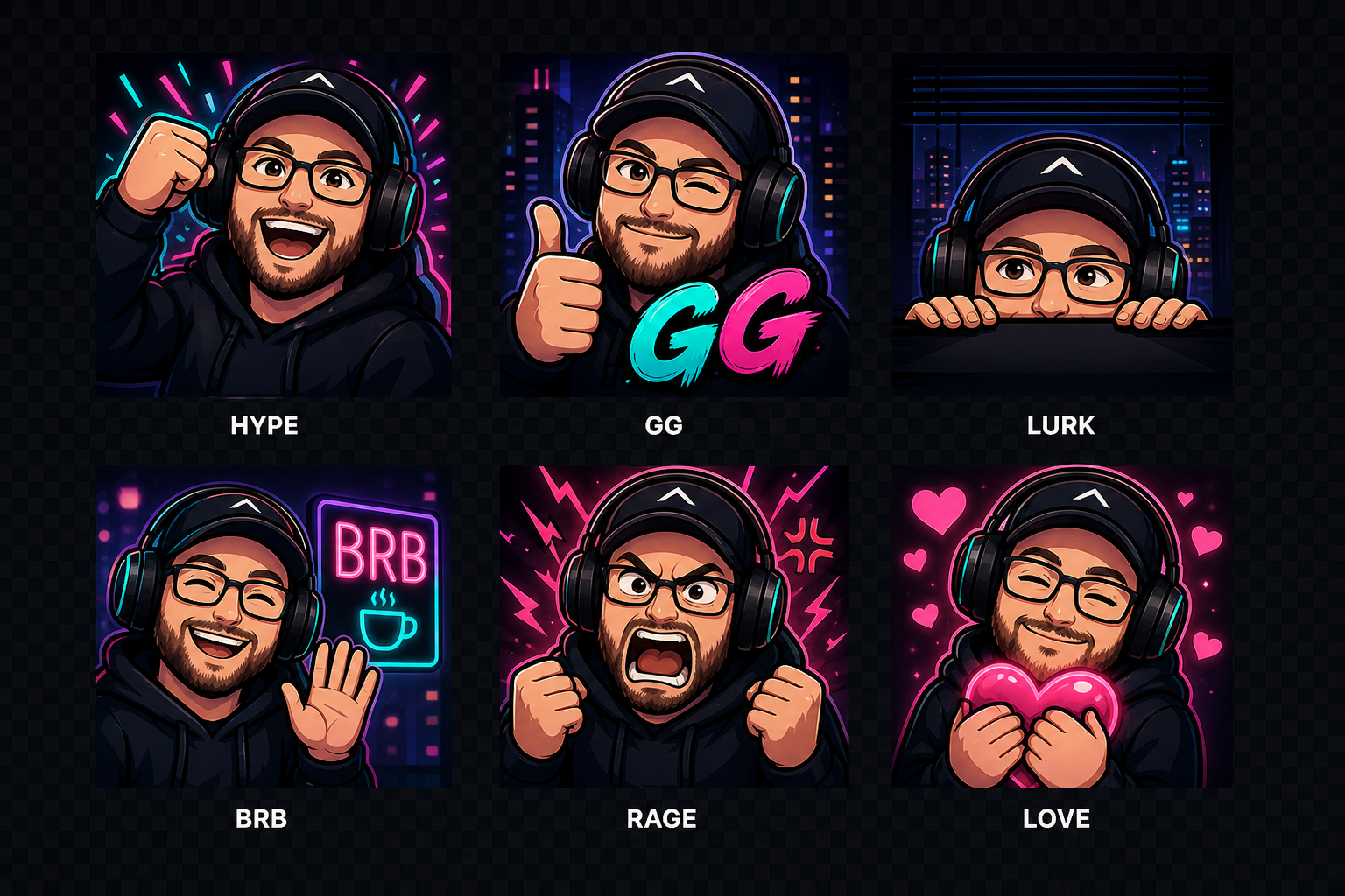 Silentgrr emote concept sheet